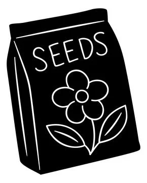 Seed Packet with Flower Black Illustration Ilustración de archivo