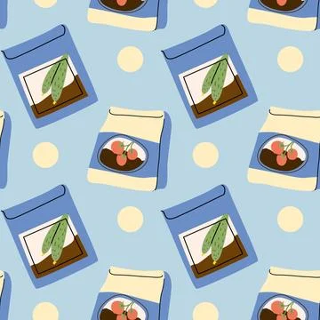 Seed Packet Pattern Design for Gardening Theme in Flat Style Stock Illustration
