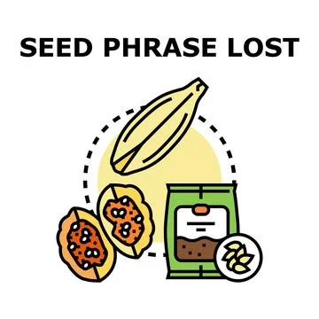 Seed phrase lost concept representing cryptocurrency recovery Stock Illustration