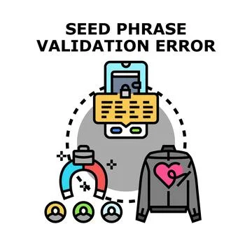 Seed phrase validation error concept illustrating digital wallet recovery イラスト素材