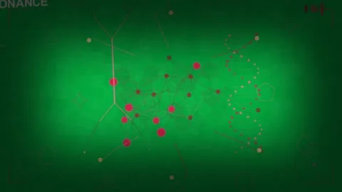 Seed pink node starting net growing lines forming hex mesh showing resonance on Video stock 333972079