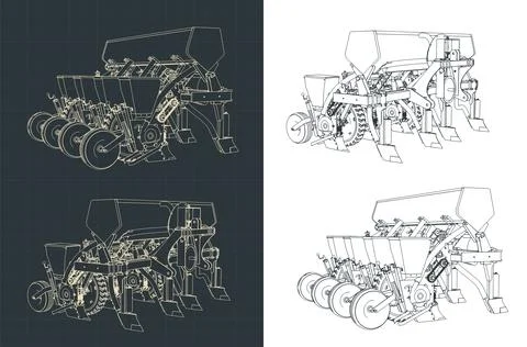 Seed planter drawings Stock Illustration