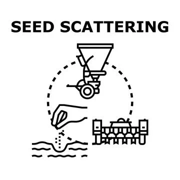Seed planting and scattering methods agriculture concept Stock Illustration