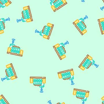 Seed planting robot harvests vector seamless pattern Illustrazione stock