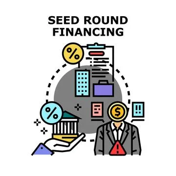 Seed round financing developing startup business investment Stock Illustration