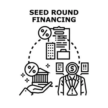 Seed round financing developing startup business investment Stock Illustration