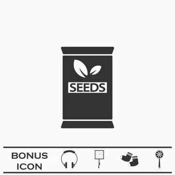 Seed sack icon flat Stock Illustration