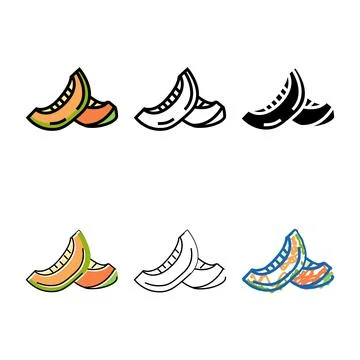 Seed simplified melon slice cantaloupe color icon vector イラスト素材