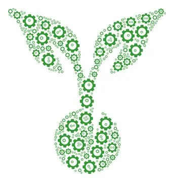 Seed Sprout Collage of Cog Stock Illustration