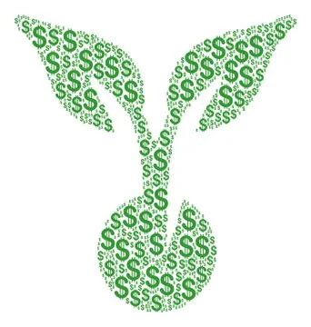 Seed Sprout Collage of Dollar Stock Illustration