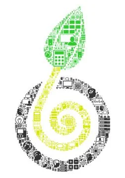 Seed Sprout Collage Icon for BigData and Computing Stock Illustration