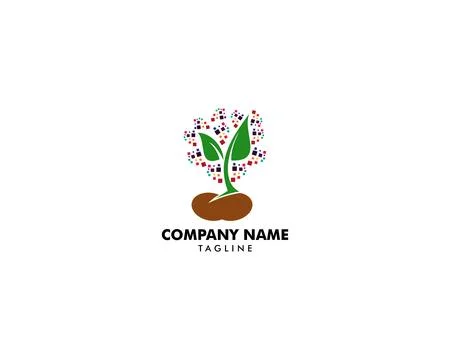 Seed Sprout Digital Pixel Icon Logo Design Element Stock Illustration