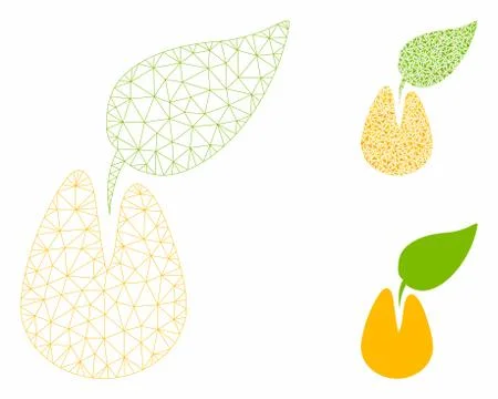 Seed Vector Mesh Carcass Model and Triangle Mosaic Icon Stock Illustration