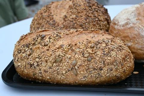 Seeded artisan bread loaves Stock Photos