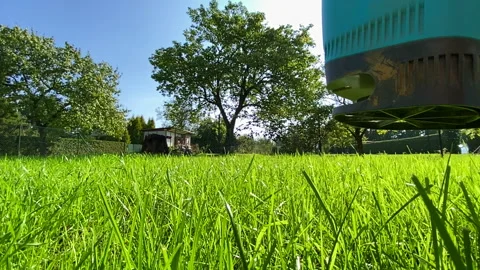 Seeding grass on a new lawn Stock Footage 164917913