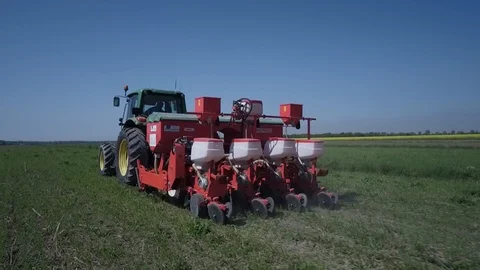 Seeding machine rear view Stock Footage 113641181