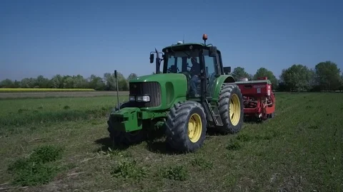 Seeding machine at work front view Stock Footage 113641464