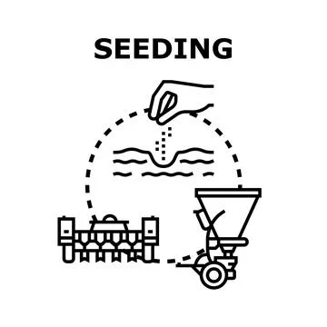 Seeding planting agriculture process with a hand and farm equipment Stock Illustration