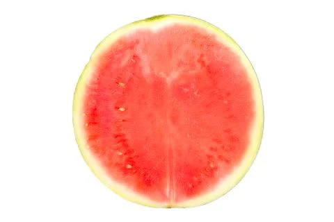 The seedless watermelon - melon cut in half on the wooden table Stock Photos