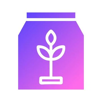 Seedling in a Bag Icon with Gradient Background Illustration