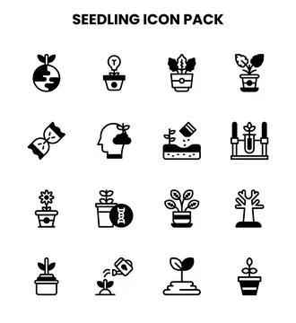 Seedling DuoTone Vector Icons Pack Stock Illustration