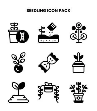 Seedling DuoTone Vector Icons Pack Stock Illustration