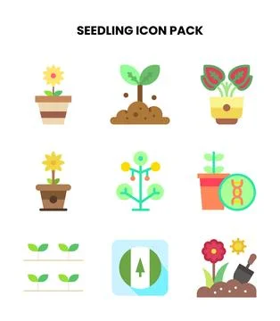 Seedling Flat Icons Pack Stock Illustration