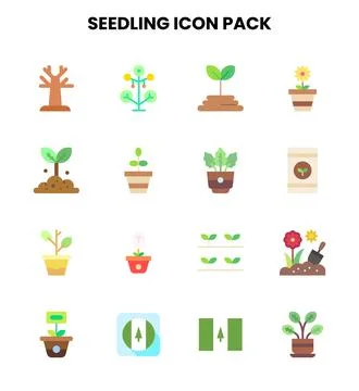 Seedling Flat Icons Pack Illustrazione stock
