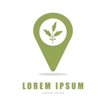 Seedling icon. Pin logo leaf and location plants. Vector illustration in flat Illustration