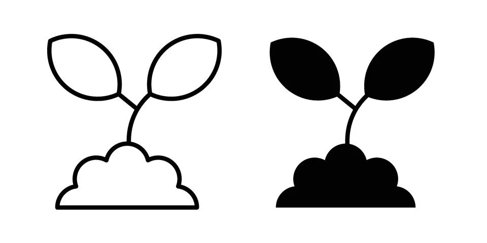 Seedling icon silhouette vector set. thin line pack イラスト素材