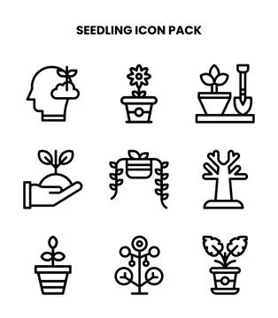 Seedling Line Icons Pack Stock Illustration