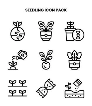 Seedling Line Scalable Icons Pack Stock Illustration