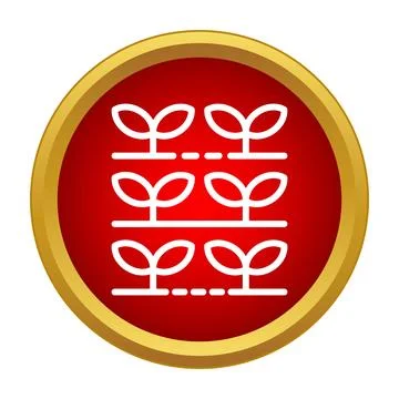 Seedling plants growing in rows icon Stock Illustration