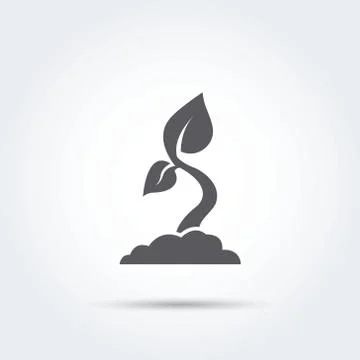 Seedling, process, seed, icon, silhouette. Vector illustration. Illustrazione stock