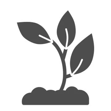 Seedling in soil solid icon, nature concept, Sprout growth in ground sign on Stock Illustration