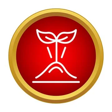 Seedling sprout growing from soil inside red circle icon イラスト素材