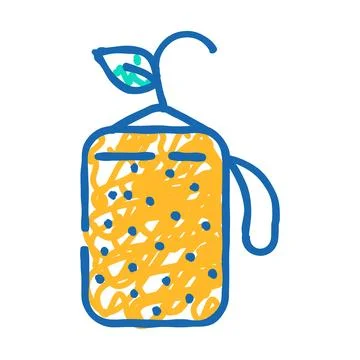 Seedling tablet peat icon doodle illustration Illustration