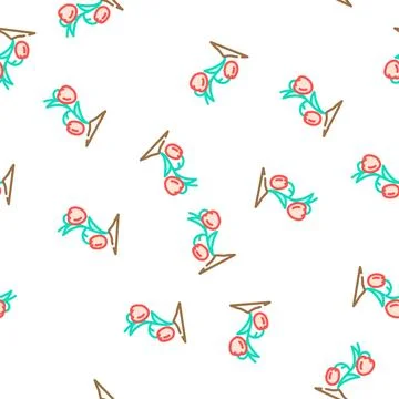 Seedling tomato vector seamless pattern Illustrazione stock