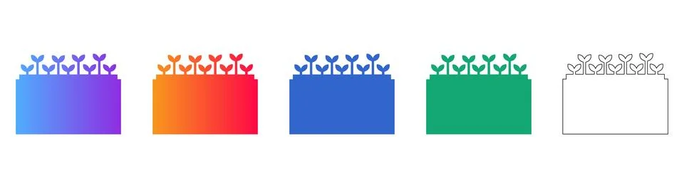 Seedling Tray Vector Icon Set Stock Illustration