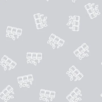 Seedlings in cup line seamless pattern Stock Illustration