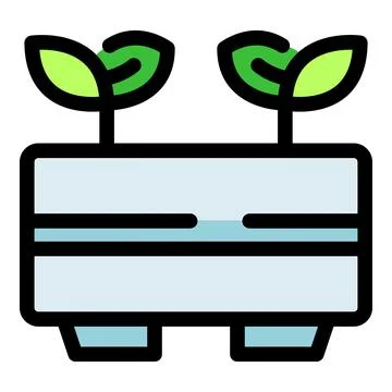Seedlings growing in hydroponic system, innovative agriculture icon Stock Illustration