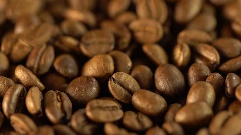 Seeds of coffee fall. Coffee beans. Coffee beans. quality of grain roasted Stock Footage 120158970