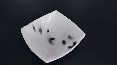 The seeds fall into the plate Stock Footage 88036344