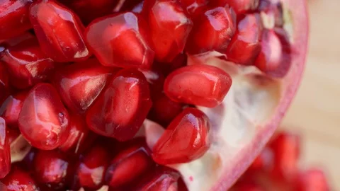 Seeds of a pomegranate that is red like a ruby ​​that can be eaten Video stock 120410066