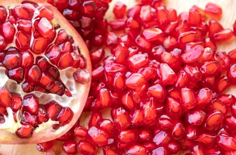 Seeds of a pomegranate that is red like a ruby ??that can be eaten 스톡 사진