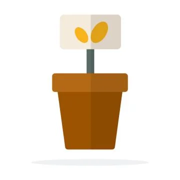 Seeds in a pot with label flat isolated Stock Illustration