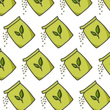 Seeds seamless doodle pattern, vector color illustration Stock Illustration