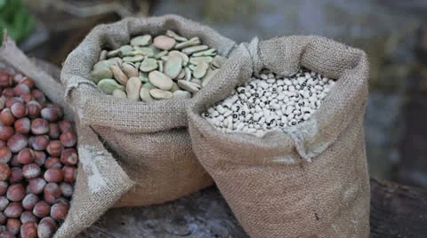 Seeds in small sacks Stock-Footage 25334216