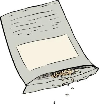 Seeds spilling out of packet Stock Illustration