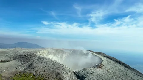 Seeing the inside of a volcano crater with smoke in east Java, Indonesia. Stock Footage 237107495